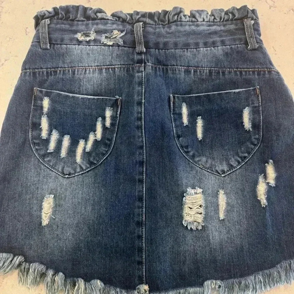 HAYDEN Distressed Paperbag Blue Denim Jean Skirt Size M - Picture 11 of 14